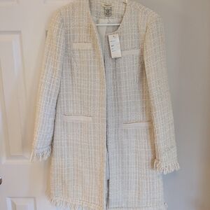 Vertigo Paris Ivory Sparky Fringed Textured Blazer Size S